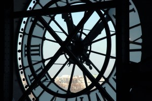 a clock tower from behind